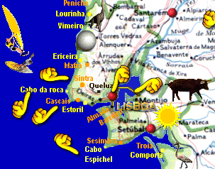 LIeux a visiter sur la carte du portugal